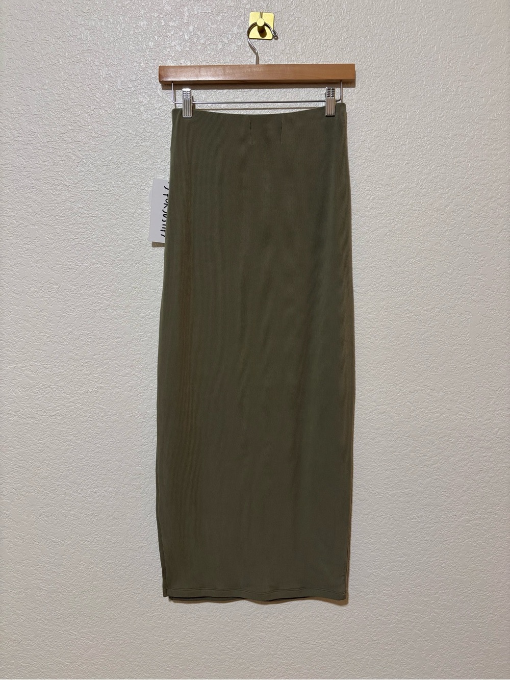NWT Side Slit J For Justify Olive Ribbed Midi Skirt Medium - Picture 4 of 10